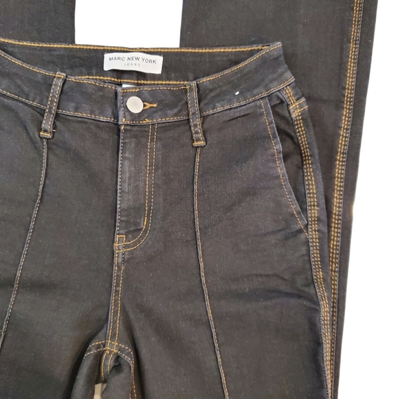 Marc New York Jeans Womens Size 2 Black Mid Rise Front Seam Flare Pants - Picture 2 of 12